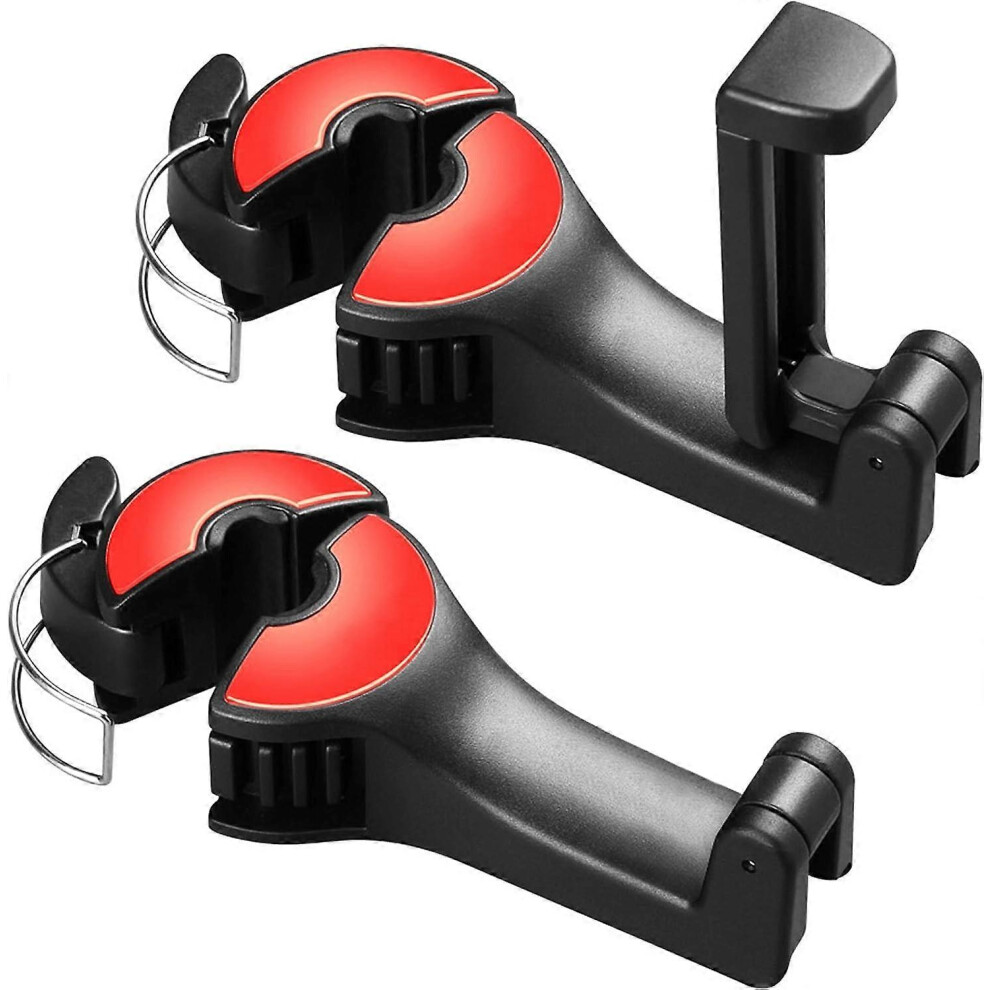 (As Show, One Size) Linjou 2 In 1 Car Seat Hooks Automative Headrest Purse Handbag Holder Hangers Organizers (Red) Red 5093442666588
