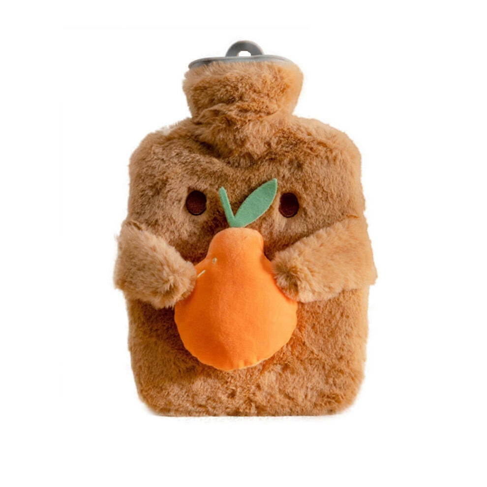 (As show, One size) LINJOU Rubber Hot Water Bottle Cover Winter Warm Leakproof PVC Hot Water BagBrown