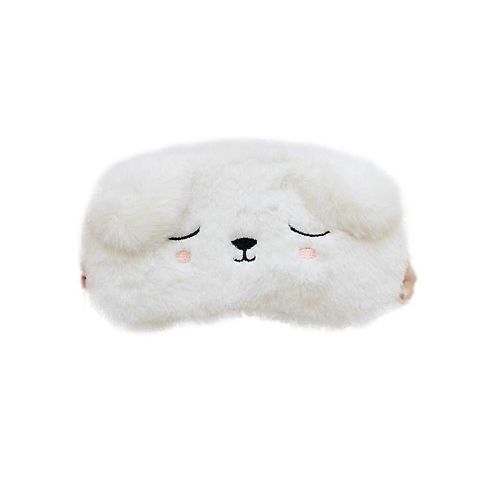 (As show, One size) LINJOU Eye Mask Puppy Mask Plush Cartoon Sleep Mask Plush Blindfolds  (White3pcs)