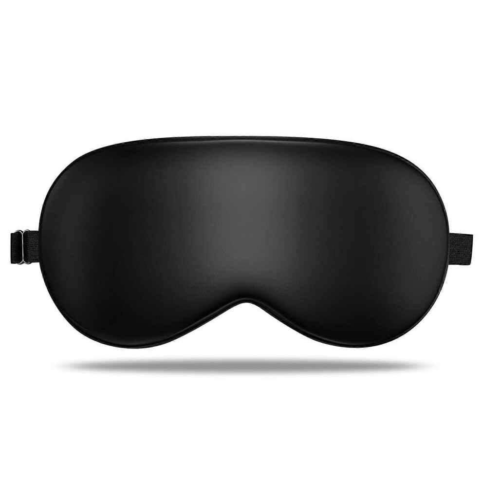 Black (As Show, One Size) Linjou Mulberry Silk Sleep Eye Mask Blindfold With Adjustable Strap, For Night Sleeping(Black)