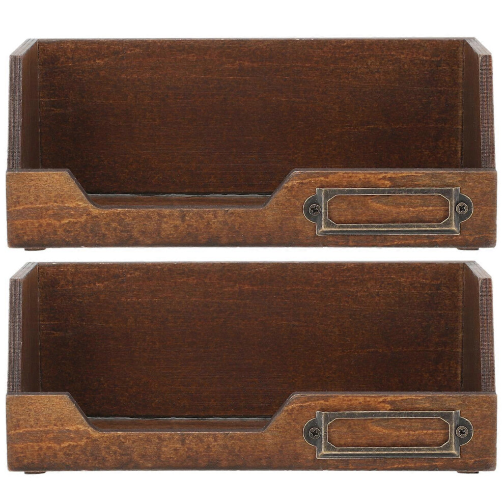 (As show, One size) 2pcs Desktop Wooden Boxes Rustic Wood Box Craft Organizer Retro Storage Container-image-OPC-PG9ZF8N-NEW
