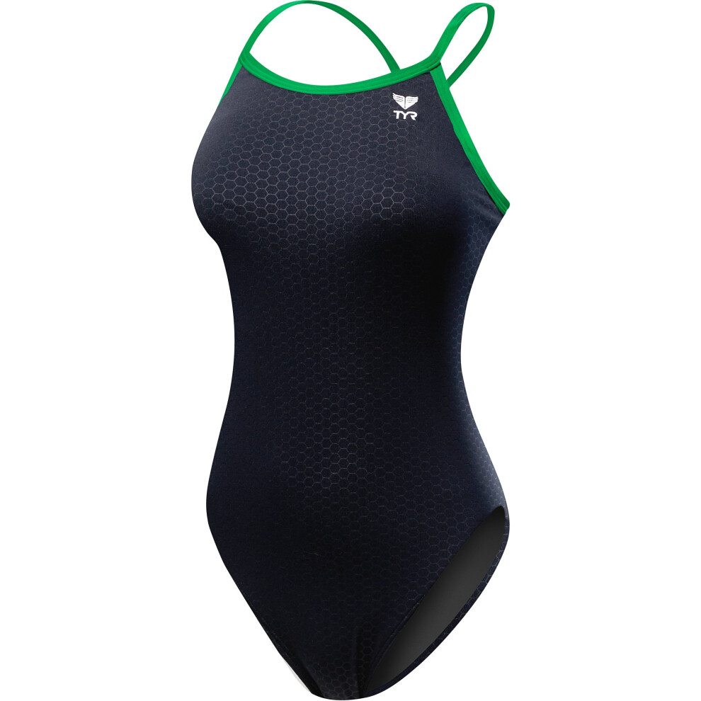 TYR Womens Hexa Diamondfit Swimsuit Black/Green 34