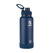 Takeya Actives 32 oz Vacuum Insulated Stainless Steel Water Bottle with Spout Lid  Premium Quality  Midnight Blue