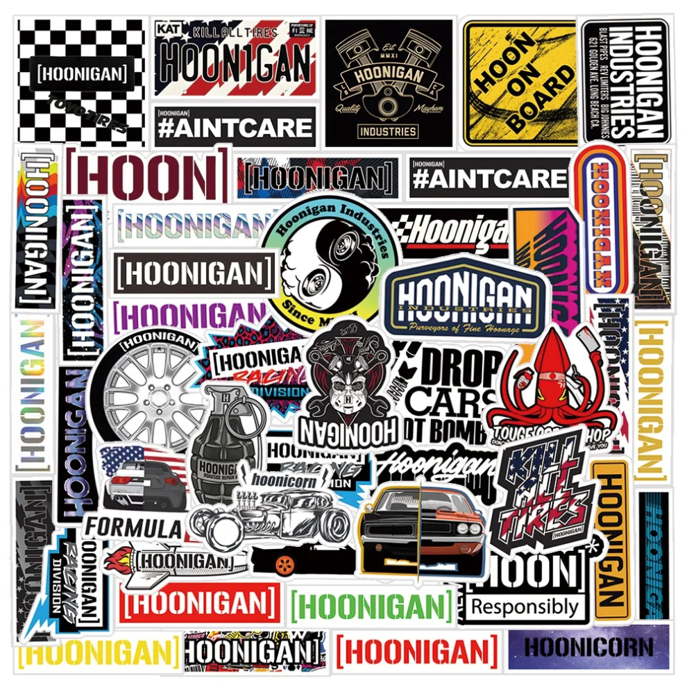 (MULTICOLOR) 52Pcs  JDM Racing Car Stickers Modified Car DIY Sticker Scrapbooking Phone Luggage Skateboard Waterproof Decal