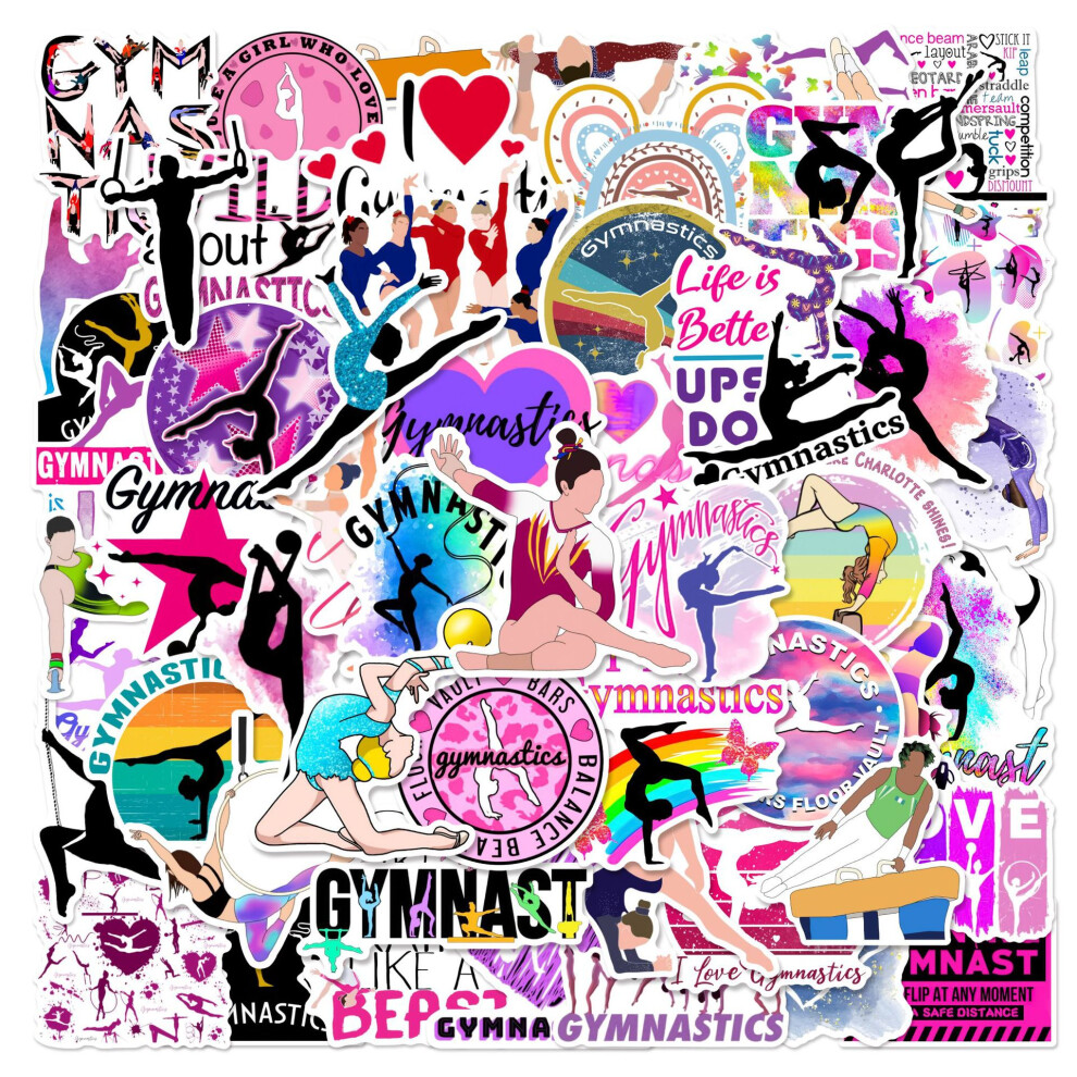 (MULTICOLOR) 50Pcs Aesthetic Sports Gymnastics Stickers Gym DIY Sticker Phone Guitar Laptop Suitcase Waterproof Journal Sticker