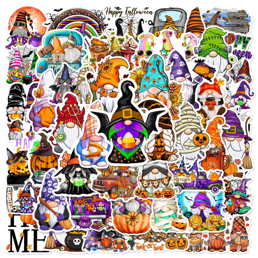 (MULTICOLOR) 50Pcs Kawaii Cartoon Halloween Gnomes Stickers Gnome Pumpkin DIY Phone Laptop Party Decoration Sticker