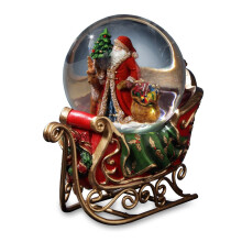 Weihnachtsmann mit Rentier und Schlitten Wasserkugel San Francisco Music Box Company