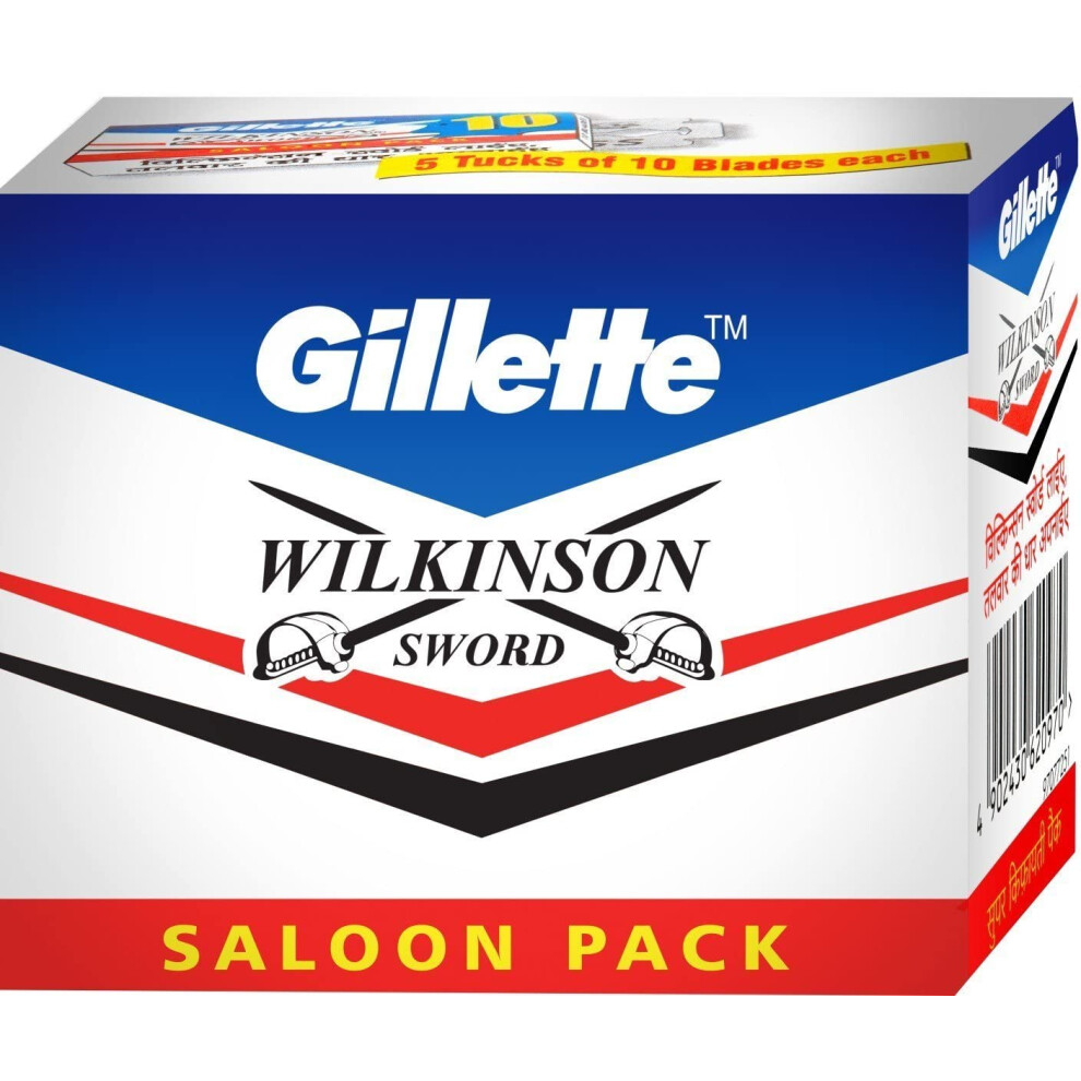 Gillette 100 x Wilkinson Sword Double Edge Safety Razor Blades| High-Quality, Long-Lasting Blades for Precision Shaving