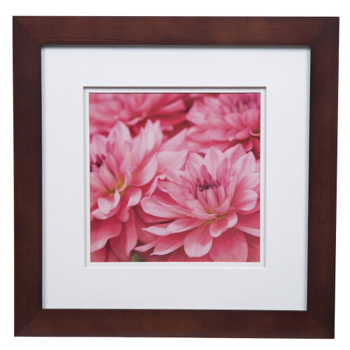Gallery Solutions 12x12 Flat Walnut Wall Frame with Double White Mat For 8x8 Picture