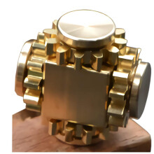 Pure Brass Fidget Cube Fidget Spinner Gears Linkage Fidget Toy Hand Spinner Metal DIY EDC Focus Meditation Break Bad Habits ADHD (Brass)