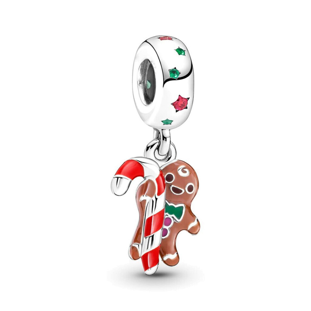 Women's Silver (Christmas Gingerbread Dangle Charm Sterling Fits Pandora Bracelet ) (Christmas Gingerbread Dangle Charm Sterling Fits Pandora Bracelet