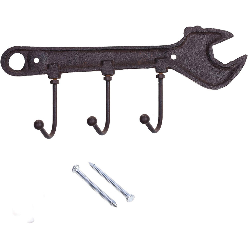 Beautyflier Porte-Manteau Mural En Fer De Style Antique Avec Crochet Pour Cl S Et Organisateur Pour La Maison (En Forme De Cl )-image