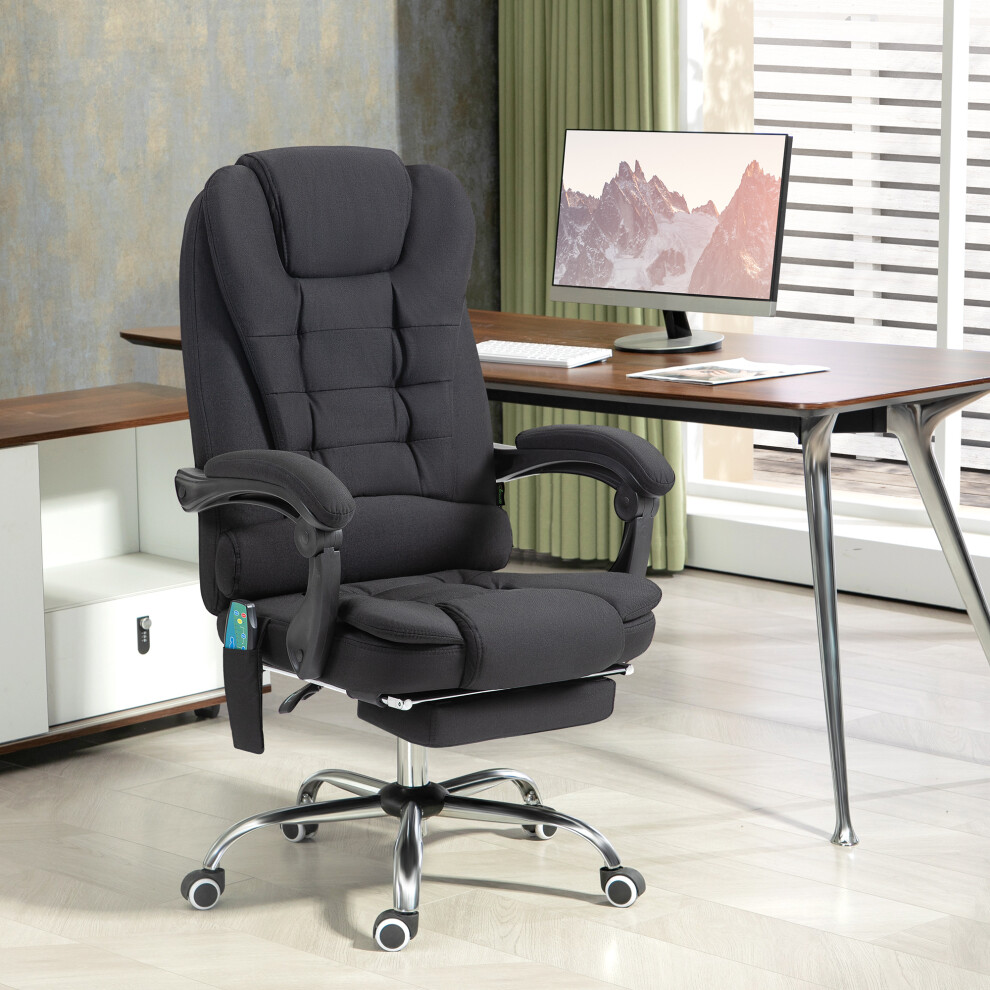 Vinsetto Heated Vibration Massage Office Chair With Footrest, Black