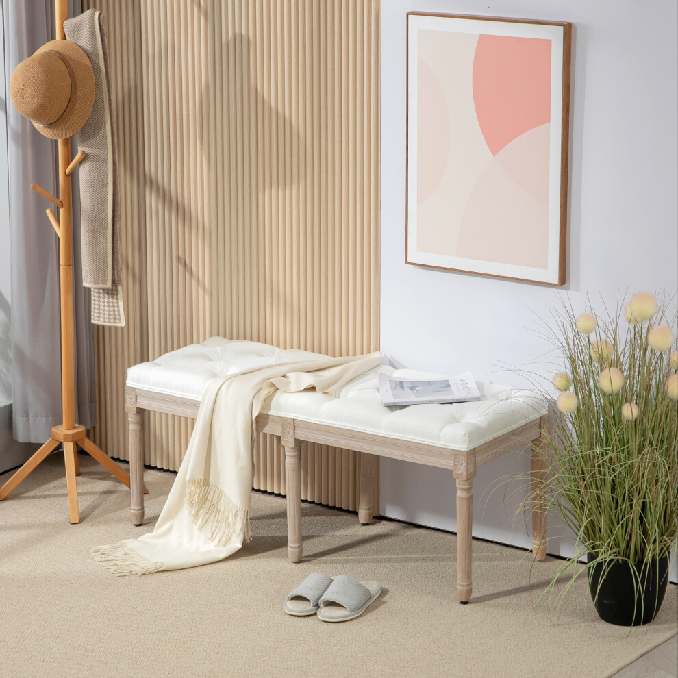 B&Q - End Of Bed BenchUpholstered Bedroom Bench117CmCream White - Image 4