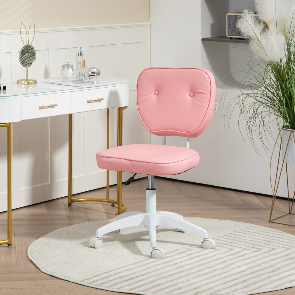 Vinsetto Vanity Task Chair with Adjustable Height, Armless, Pink