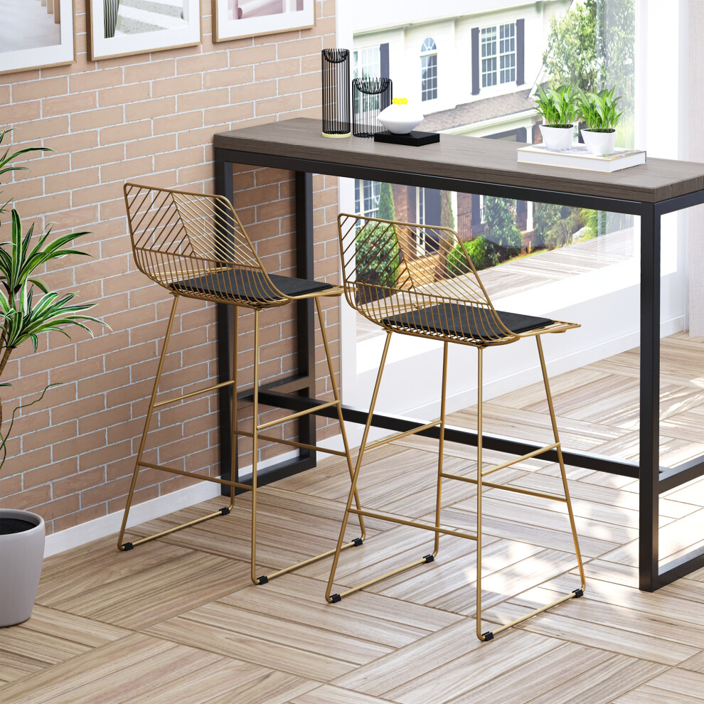 Homcom Modern Counter Height Bar Stools Set Of 2 Pcs Wire Metal Barstools