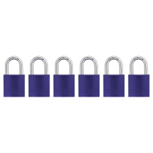 ABUS 19330 72/40 Aluminium Veiligheidshangslot met gelijke sleutels, 1 inch beugel, 6 stuks, paars, 6 stuks