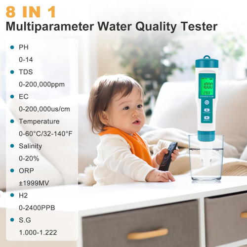 PH Meter TDS Meter 8 in 1 Water Quality Tester 2