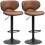 Homcom HOMCOM Bar Stool Set of 2 Microfiber Cloth Adjustable Armless Chairs Brown 8