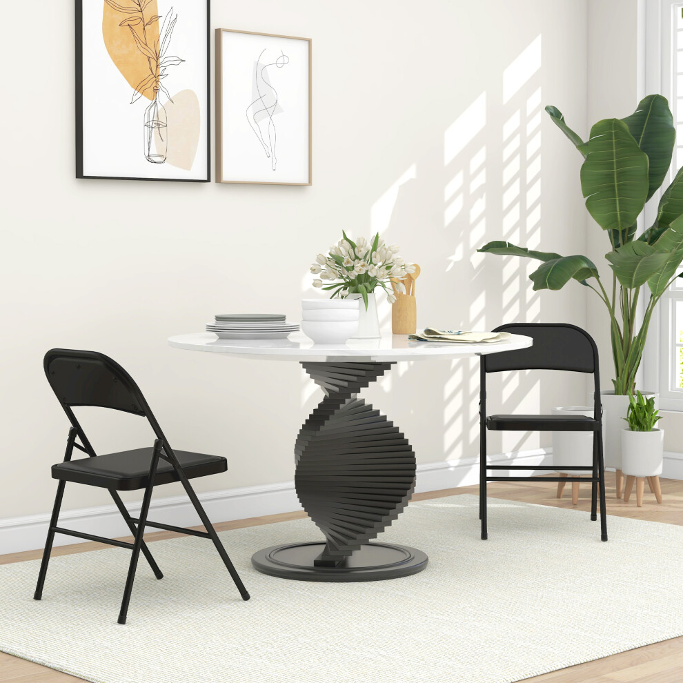 HOMCOM Set of 2 Padded Folding Chairs - Black Metal Frame Cushioned Seat - Image 4