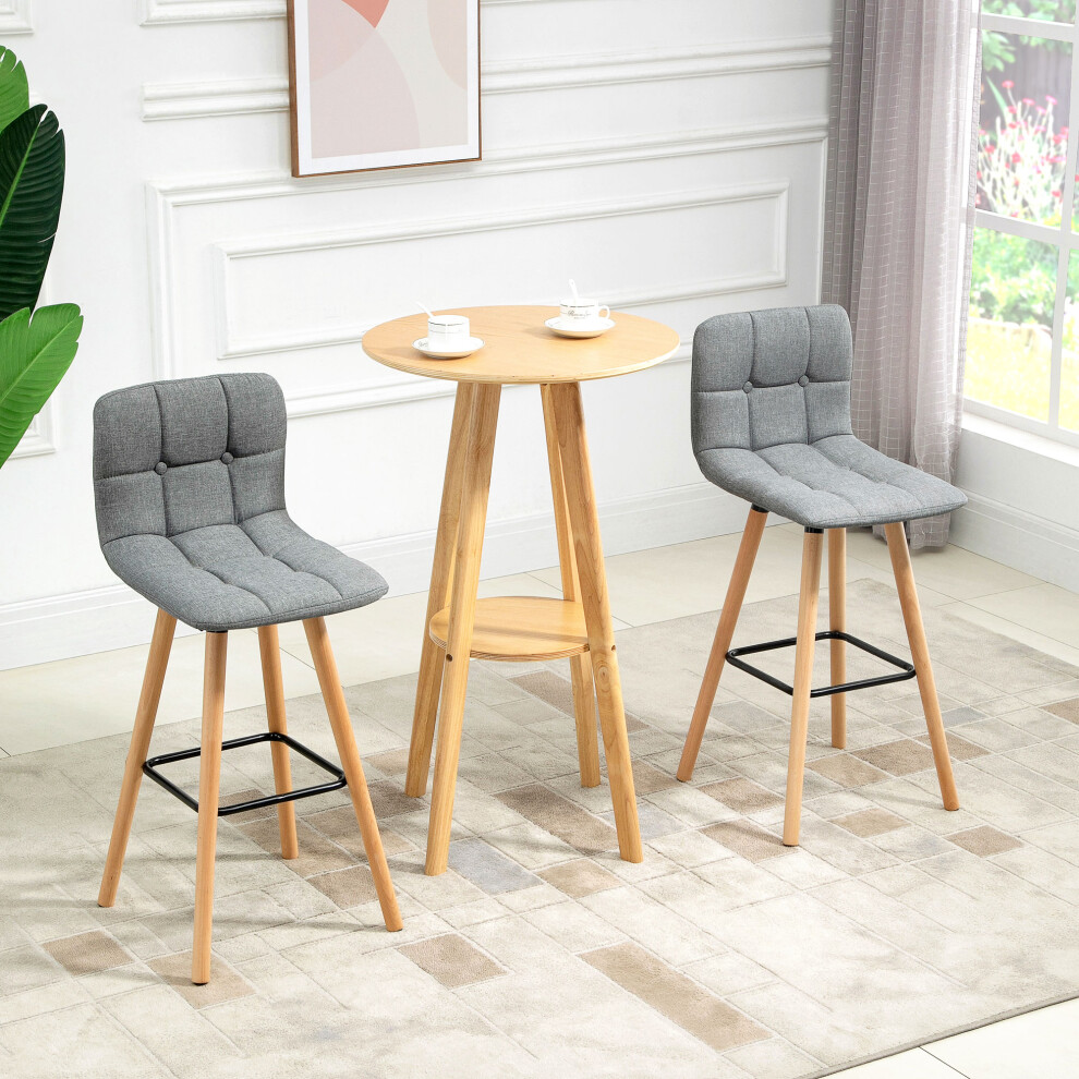 Homcom Bar Stool Set Of 2 Armless Button-Tufted Counter Height Bar Chairs Grey