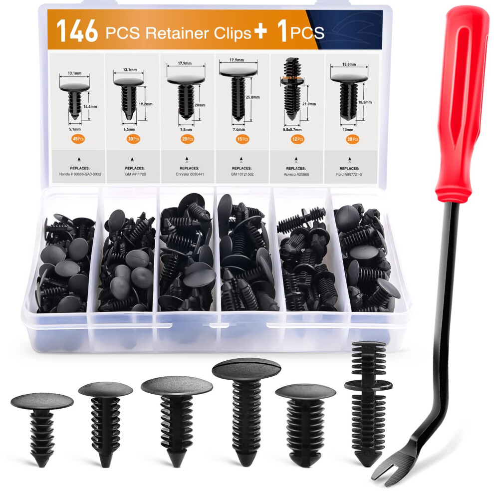 Gooacc - Grc-88 146Pcs Nylon Bumper Shield Retainer & Double End Xmas Tree Retainers Clips Universal Auto Body Shield Retainer Fastener Clip Assortme 767912577838