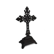 Metrotex Designs 51034 5.5 in. Cast Iron Cross on Pedestal