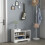 Homcom HOMCOM Upholstered Entryway Shoe Bench with Storage Drawer Open Shelf White 1