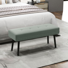 HOMCOM End of Bed Bench w/ Thick Padding and Steel Legs for Entryway, Green