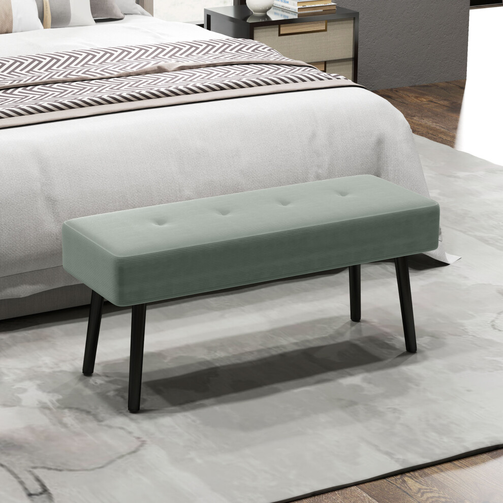 Rackhams Cream/White/Green End Of Bed Bench With Thick Padding For Entryway, - Image 9