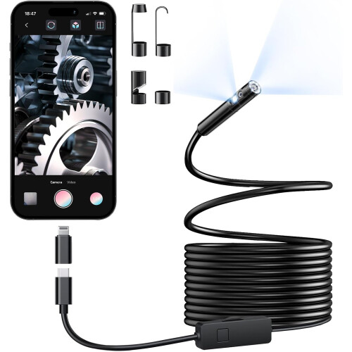 [Dual-Lens] Endoscope Camera with Light, 1920P HD Borescope