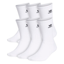 adidas Originals unisex adult Trefoil Crew (6-pair) Socks White Larg