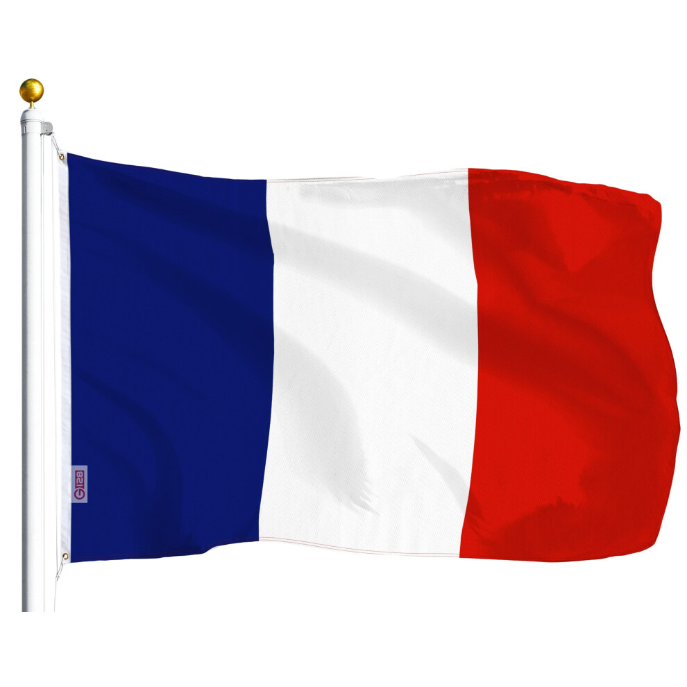 G128 France French Flag 3X5 Ft Liteweave Series Printed 100D Polyester Country Flag Vibrant Colors Brass Grommets