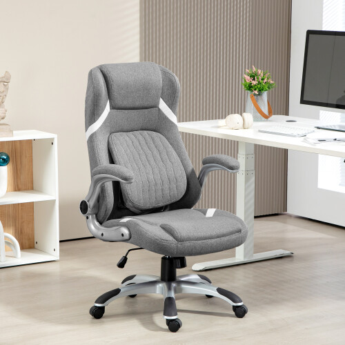 Vinsetto Vinsetto Fabric Office Desk Chair with Adjustable Height Tilt Function Grey