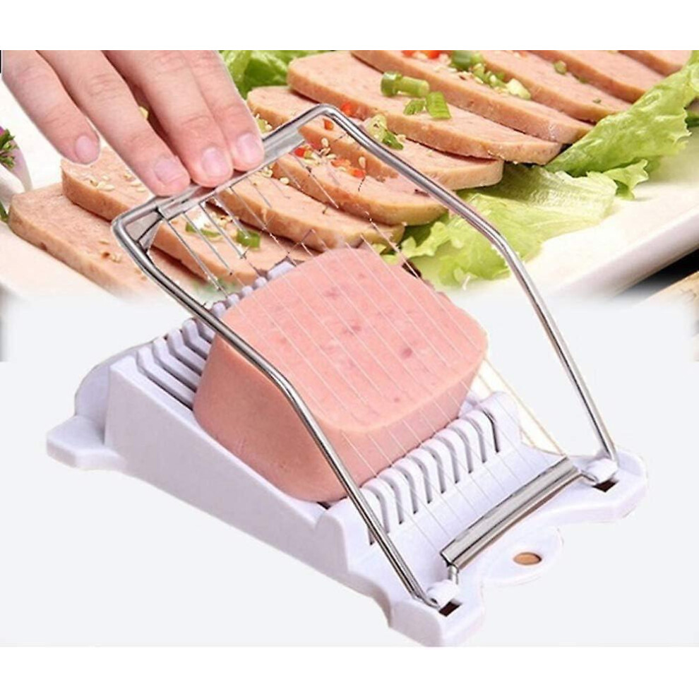 Slicer Lunch Meat Slicer Stainless Steel Durable Egg & Fruit Slicer Soft Food Cheese Sushi Cutter (white)