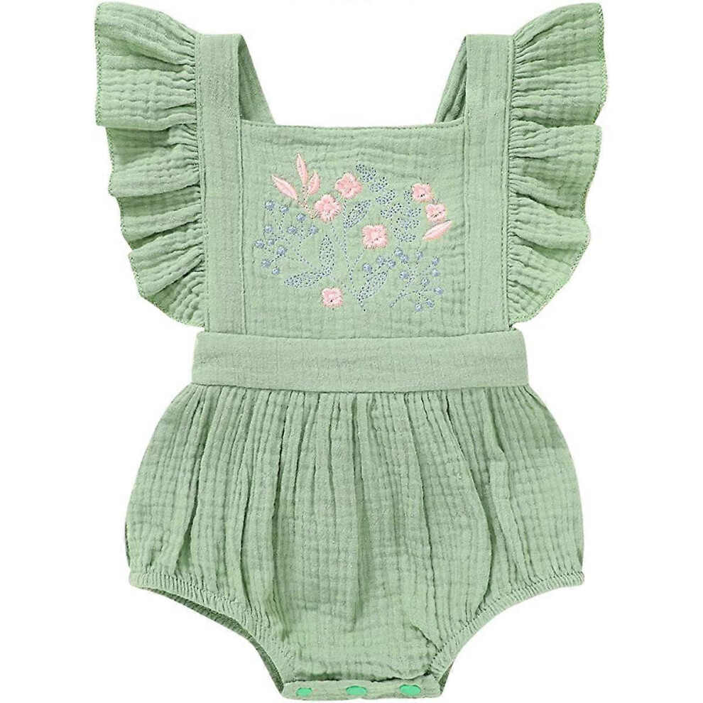 KATEA Toddler Baby Girl Ruffled Sleeveless Romper Casual Summer Jumpsuit Cotton Linen Clothes