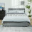 Homcom HOMCOM Double Bed Frame with Storage and Adjustable Velvet Headboard, Grey 1
