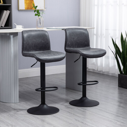 Homcom HOMCOM Barstools Set of 2, Dining Stools with Backrest and Footrest