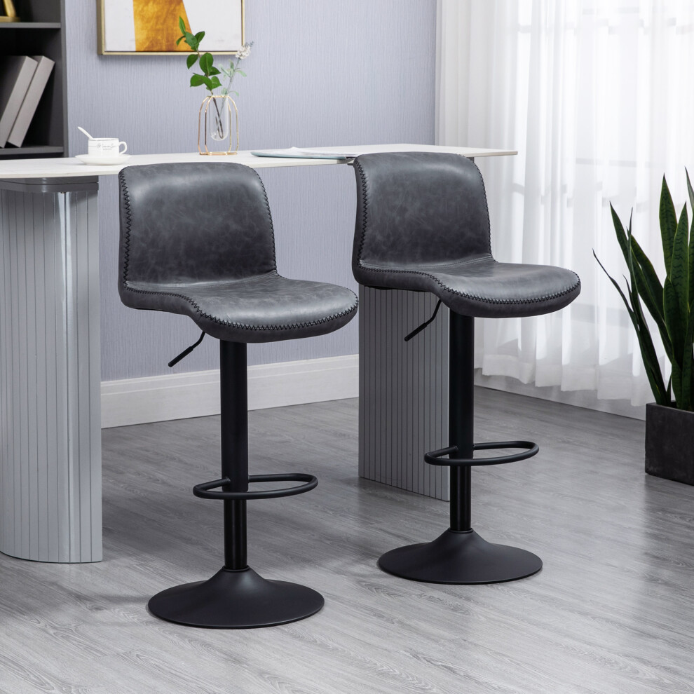 Homcom Barstools Set Of 2, Dining Stools With Backrest And Footrest