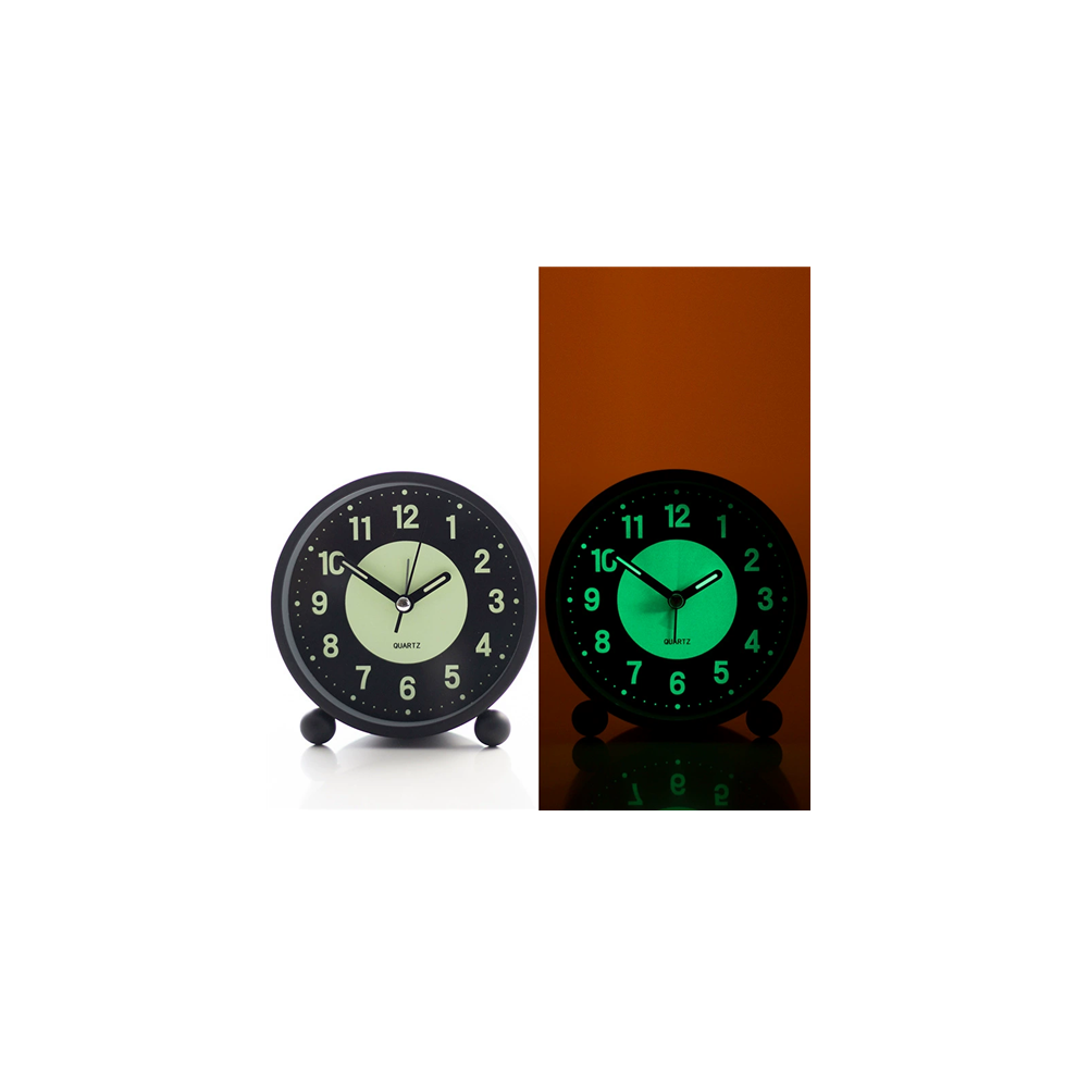 (Black) Glow-In-The-Dark Clock Silent Clock Battery
