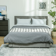 HOMCOM King Size Bed Frame with Under-Bed Storage & Adjustable Velvet Headboard - 157.5x203.5cm, 500kg, 831-804V71GY