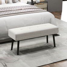 HOMCOM End of Bed Bench with Thick Padding for Entryway, Cream White