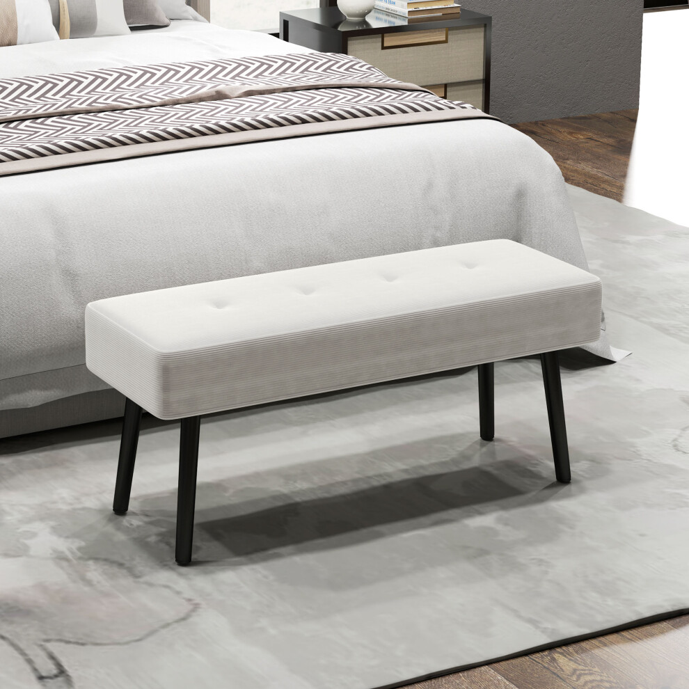 Homcom End Of Bed Bench With Thick Padding For Entryway, Cream White
