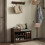 Homcom HOMCOM Upholstered Entryway Shoe Bench with Storage Drawer Open Shelf Brown 1
