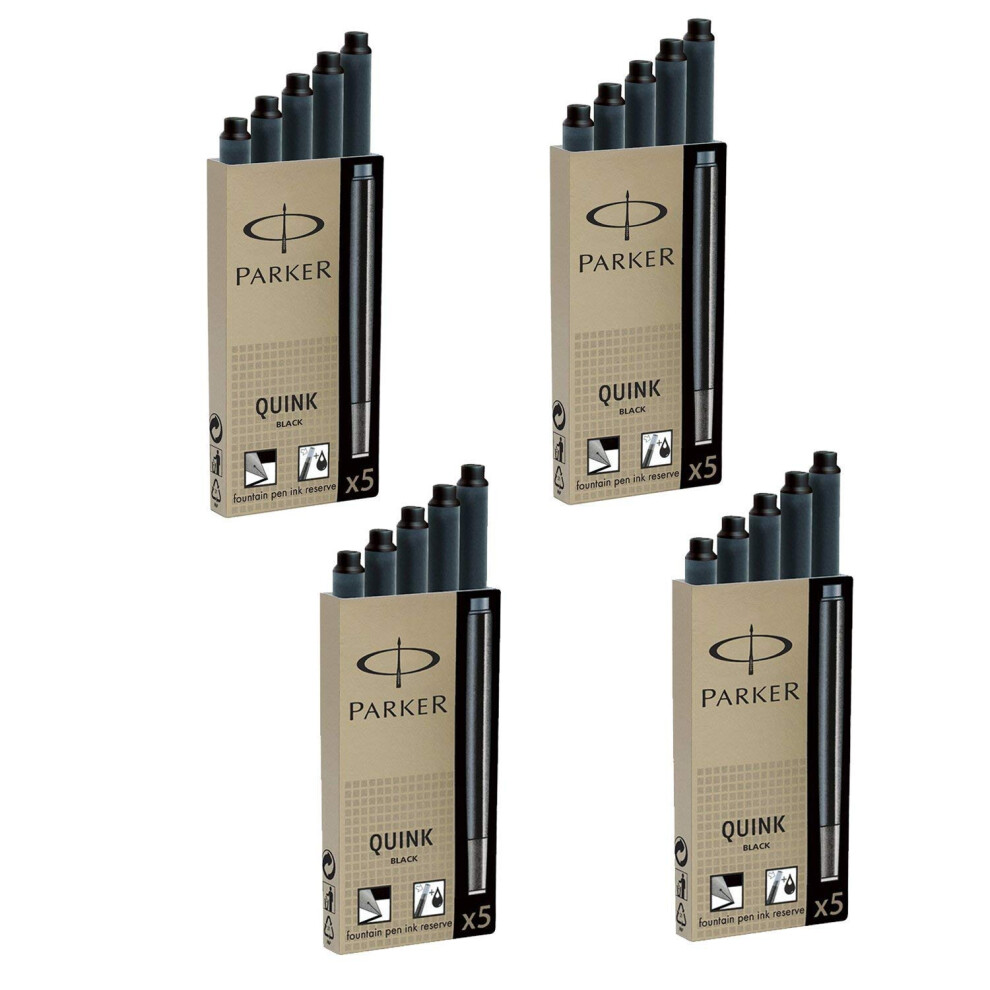 Cartouches de recharge pour stylo plume     encre permanente Parker Quink, 30 recharges d'encre noire (3011031PP)