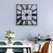 Garden Sanctuary 60 cm Roman Numeral Skeleton Square Metal Wall Clock