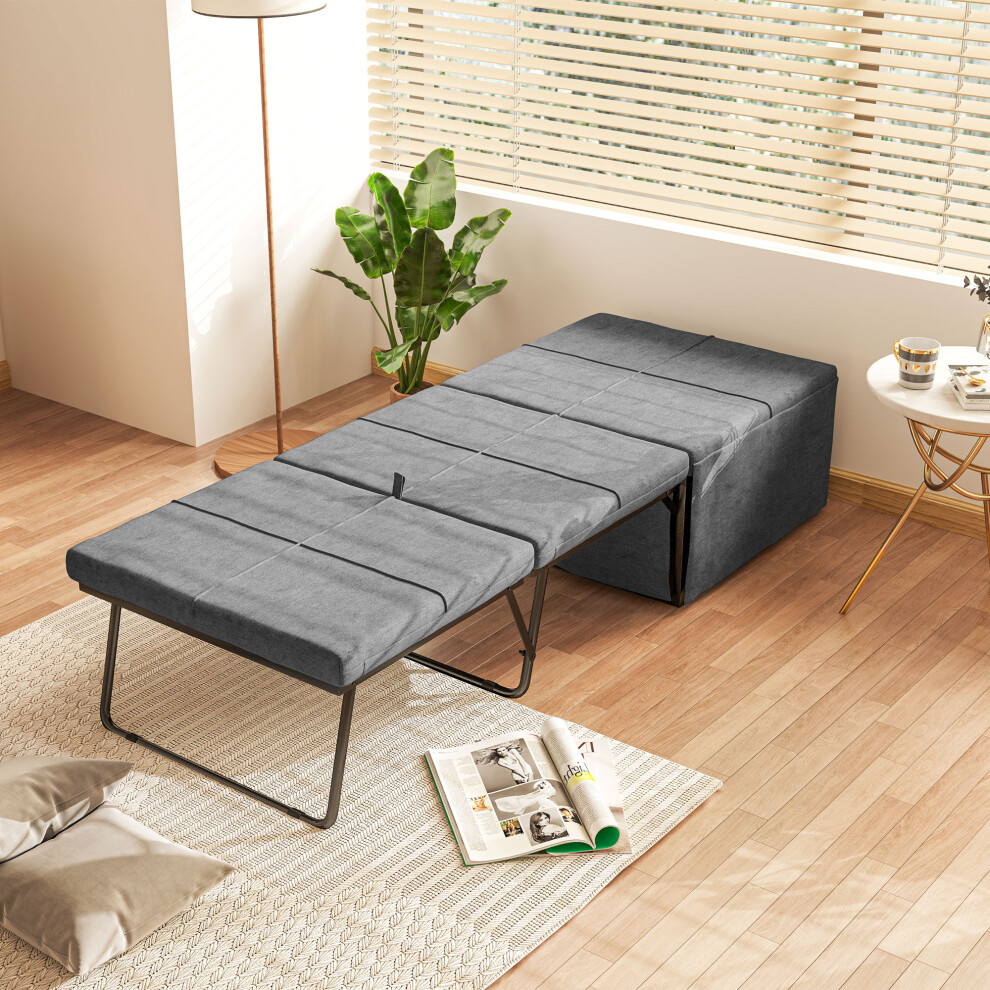 HOMCOM Linen Foldable Guest Bed Dust Cover and Metal Frame, 69 x 181.5 cm