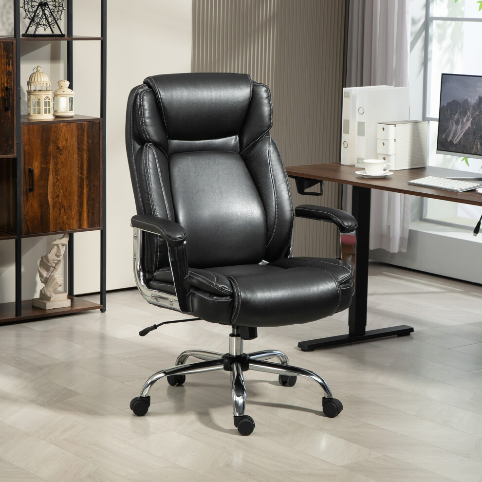 Homcom Unisex Black Faux Leather Desk Chair With Adjustable Height, 500Lbs, 227Kg - Image 4