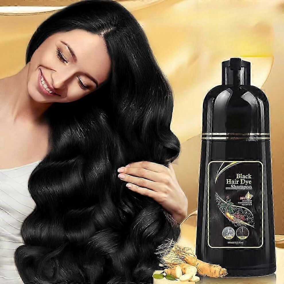 (1pcs) Hair Dye Shampoo 3 in 1 for Gray Hair, Herbal Ingredients Shampoo Black Hair Dye for Women Men, Perfect Coverage, Grey Coverage Shampoo