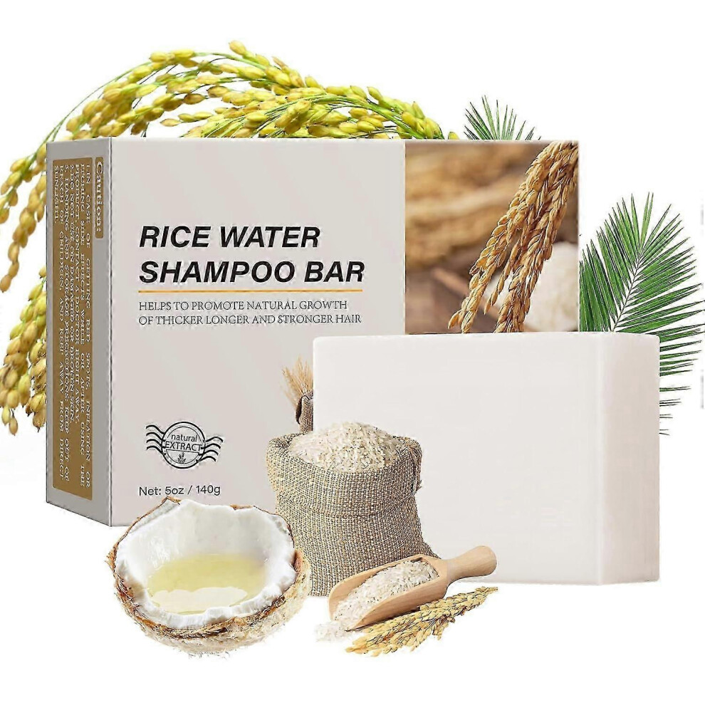 (1PCS) Rice Water Shampoo Bar, 2 in 1 Nourishing and Strengthening Shampoo & Conditioner for Hair Growth and Oil Control, Cleansing & Moisturizing